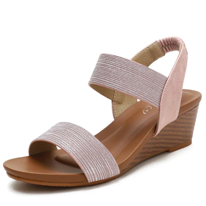 Mode Sandalen für Damen Sommer Keilabsatz 5cm Absatz Römische Slipper Sandalen Mode Damen Strand Freizeitschuhe Große Größe 36-42 Sandalias