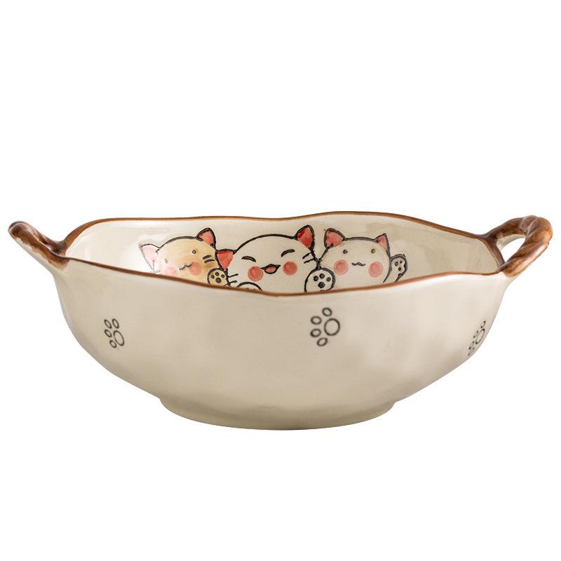 

Японский стиль Подглазурная бытовая паста салат суп миска бинауральный каменный горшок миска креативная керамика