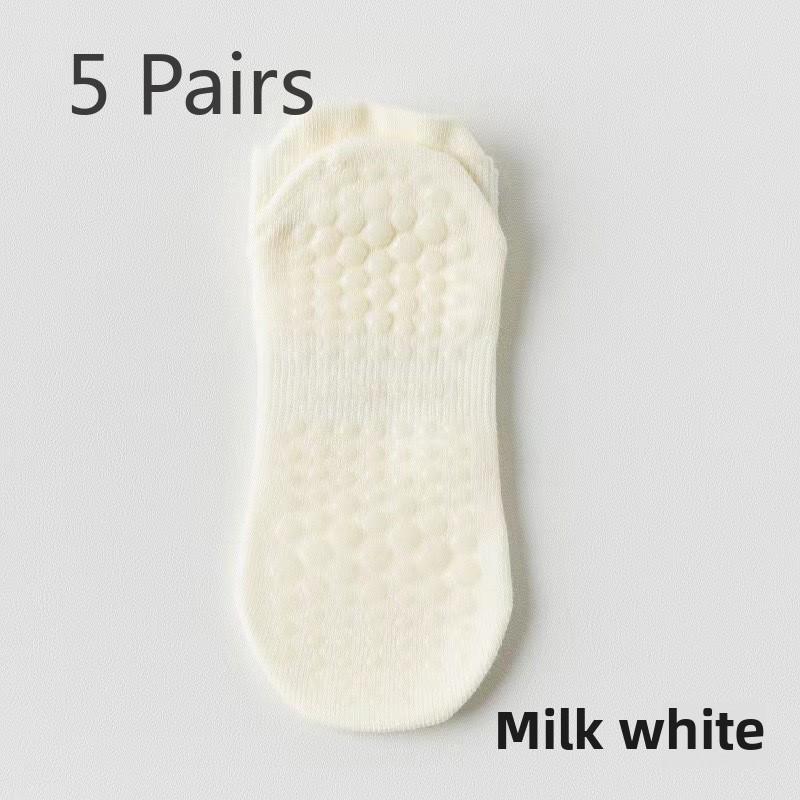 5 Pairs of Girls Spring and Summer Yoga Silicone Anti Slip Silent Mesh Short Socks