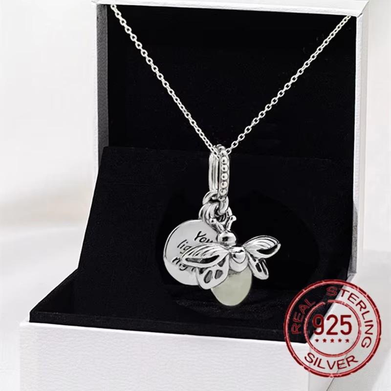 Luminous Firefly Love Gift 925 Silver Charm Beads fit Original Charms Bracelet Accessories Necklace Silver Jewelry DIY