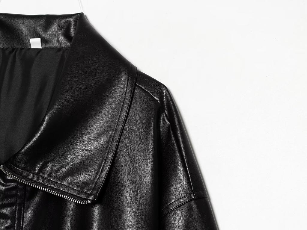 European and American style, new women's clothing, fashionable functional leather bomber jacket 04751351800