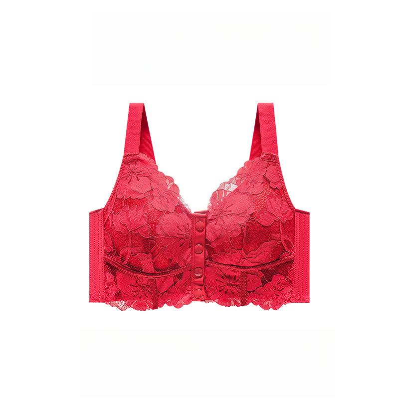 Front Button Lingerie Women's Summer Thin and Beautiful Back Lingerie Gathered Bra Plus Size Bra