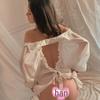 Backless Chiffon Lingerie Shirt: Sexy, See-Through Nightgown 5713 for a Tempting Look
