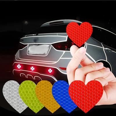 12ks/sada Reflexní samolepky na auto ve tvaru srdce Noční výstražná značka Reflexní páska Samolepky Dekorace Auto příslušenství