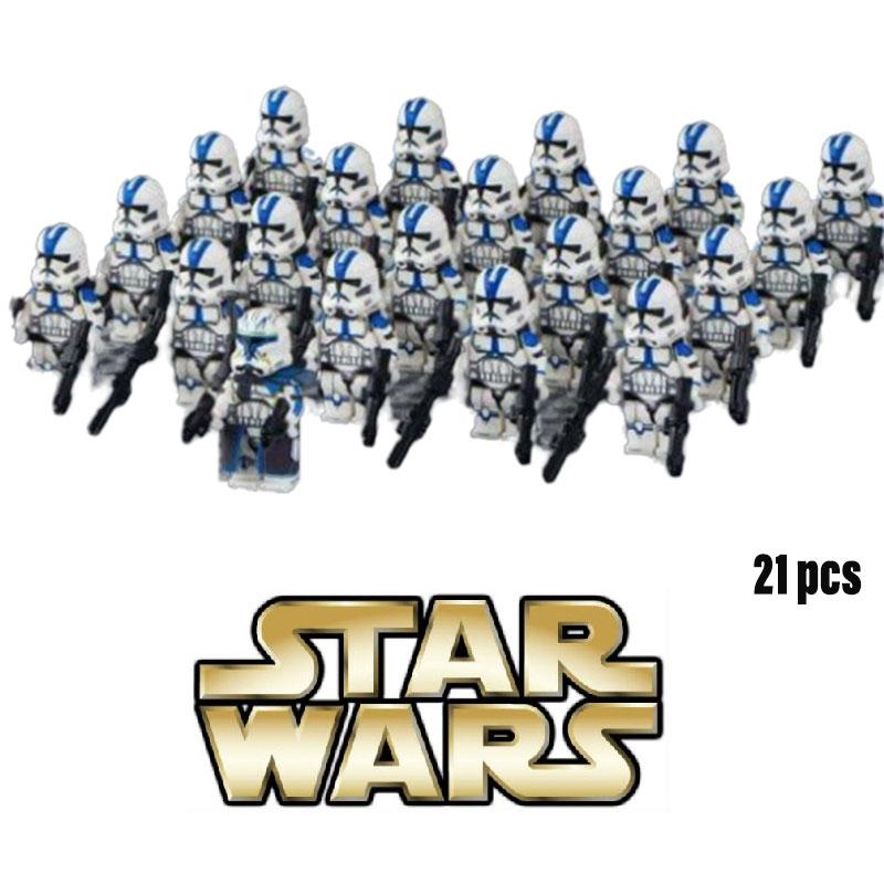 Wars 21pcs Star 501st Building Blocks Clone Troopers Minifigures Kid Toys