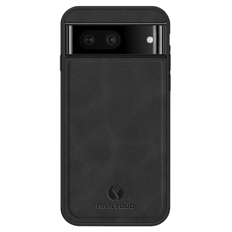 

ANNYOJO Чехол для телефона из ПУ кожи с покрытием ПК+ТПУ против царапин для Google Pixel 7a, поддержка магнитного автомобильного крепления Black
