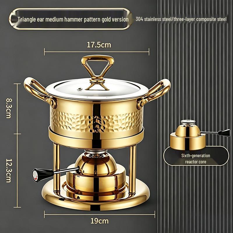 304 Stainless Steel Single-Person Hot Pot with Inflatable Gas Stove for Home, Commercial, and Camping Use