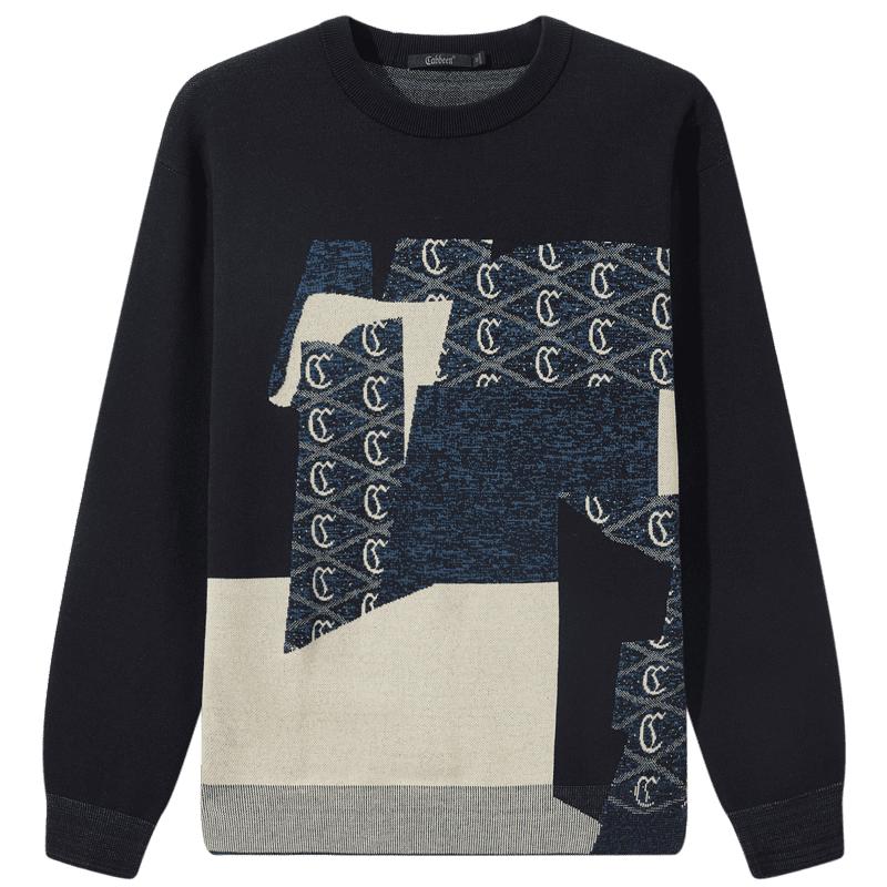 

CABBEEN Men s Geometric Logo Jacquard Cotton Sweater 3XL 190/56