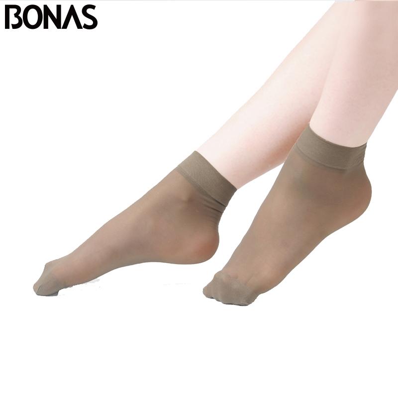 

Bonas 5Pcs/Lot 20Cm Women S Short Socks Summer High Elastic Ankle Sheer Silk Nylon Sock Female Ultrathin Transparent Woman Socks Free Size