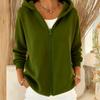 Fashionable Women's Loose Casual Solid Color Hooded Zippered Long Sleeve Jacket