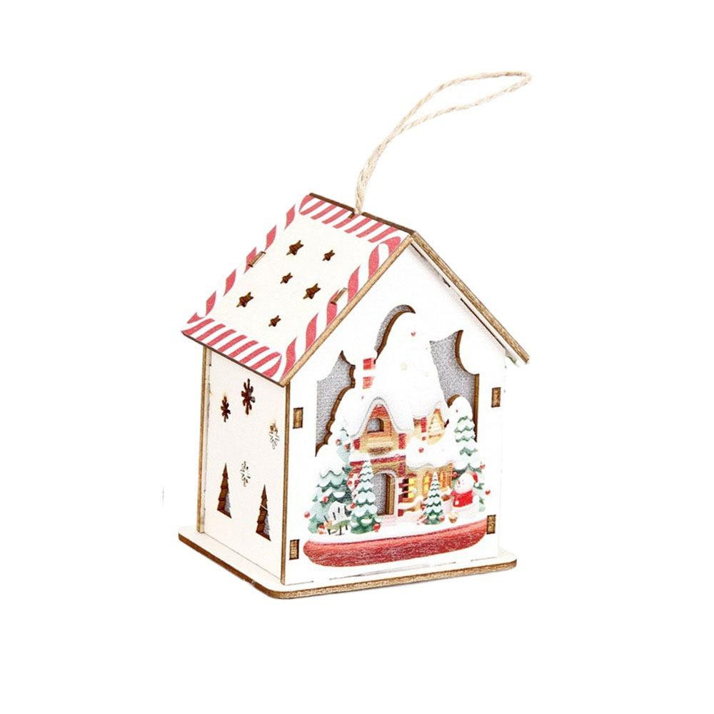 Colorful Christmas LED Light Wooden House Cute Luminous Cabin Wooden Luminous Huts Kids Gifts