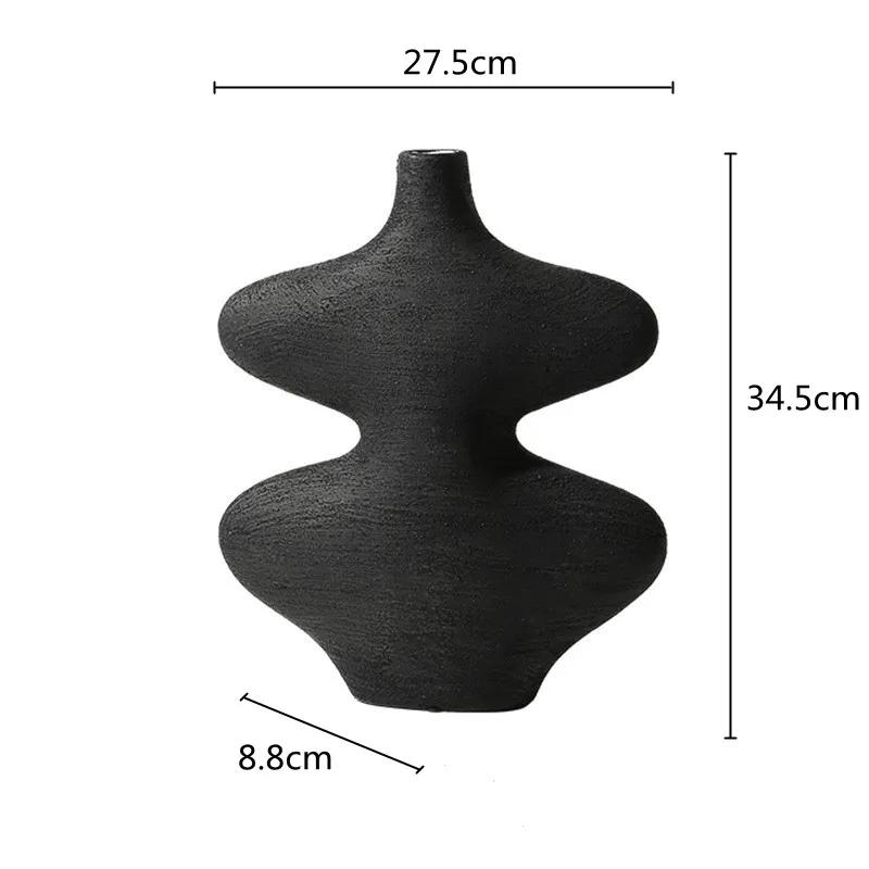 Bílá keramická váza Geometrický tvar Tykev Černobílé řemesla Aranžování květin Domácí dekorace Doplňky Vázy Květináče