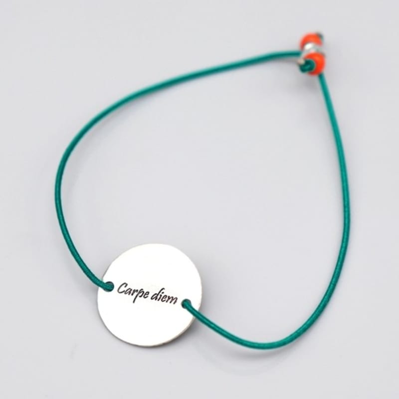 BONBEAU Engrave Silver Charm Color Band Bracelet Initial Lettering Engraved Silver Charm Color Knot Bracelet