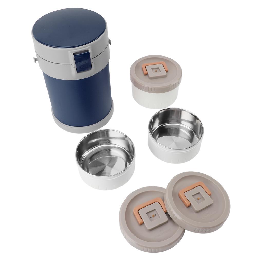 Recipient izolat pentru alimente 2L 3 nivele, sigur pentru microunde, oțel inoxidabil 304, cutie de prânz cu vid cu umăr