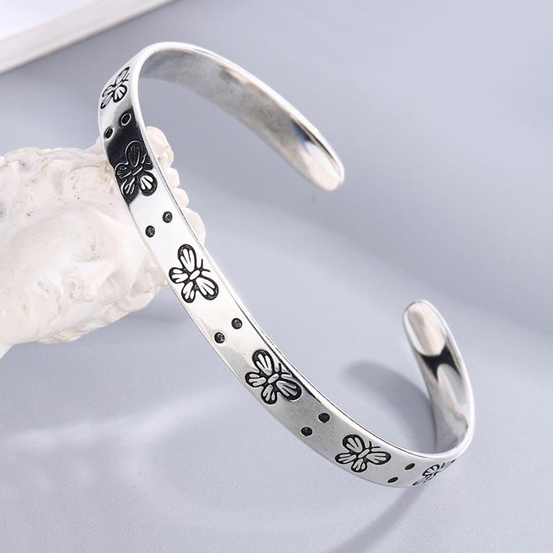 Butterfly Open Bangle Bracelet 925 Silver Vintage Sweet Cool Fashion Bangle