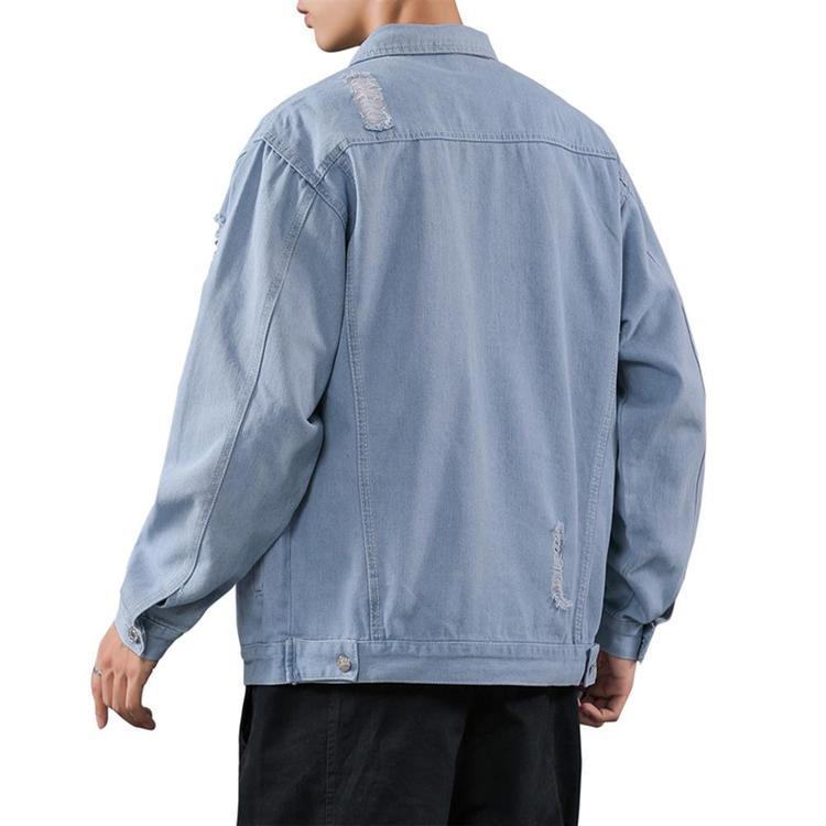 Buy Mens Blue Denim Short Ripped Jacket 