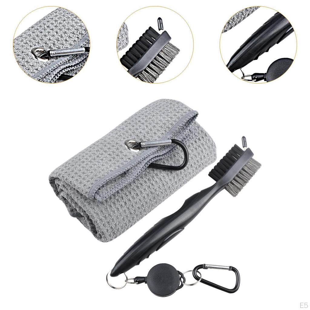 Double Sided Golf Club Brush Towel, Cleaning Tool Microfiber Towel