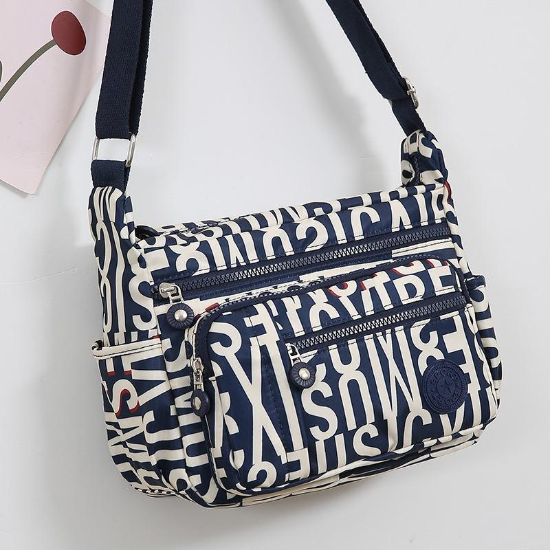 New Vintage Fashion Crossbody Bag Print Multi-Layer Large Capacity Middle-Aged Mom Bag Oxford Fabric Women Bag