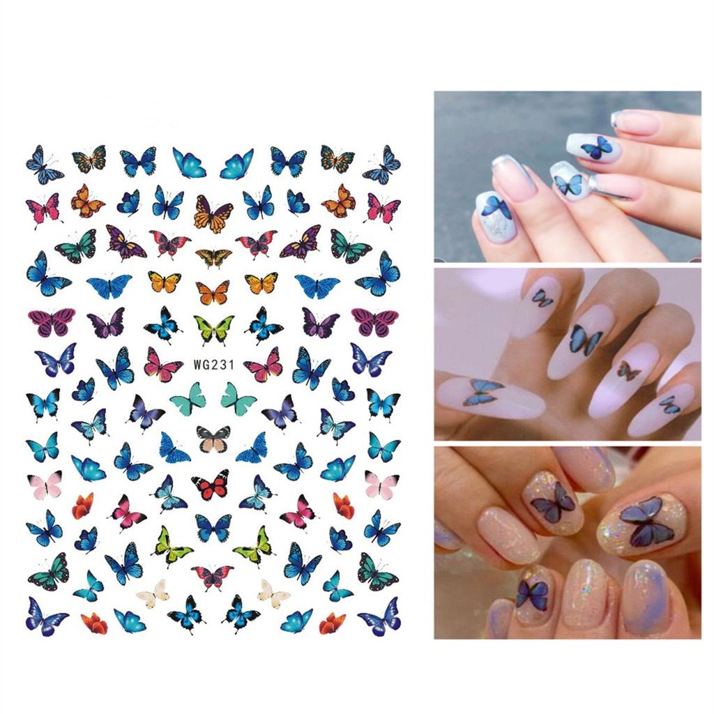 1pc 3D Nail Stickers Spring Summer Natural Flower Leaves Simulation Dried Flower Dragonfly Nail Applique Water Slides Decoration