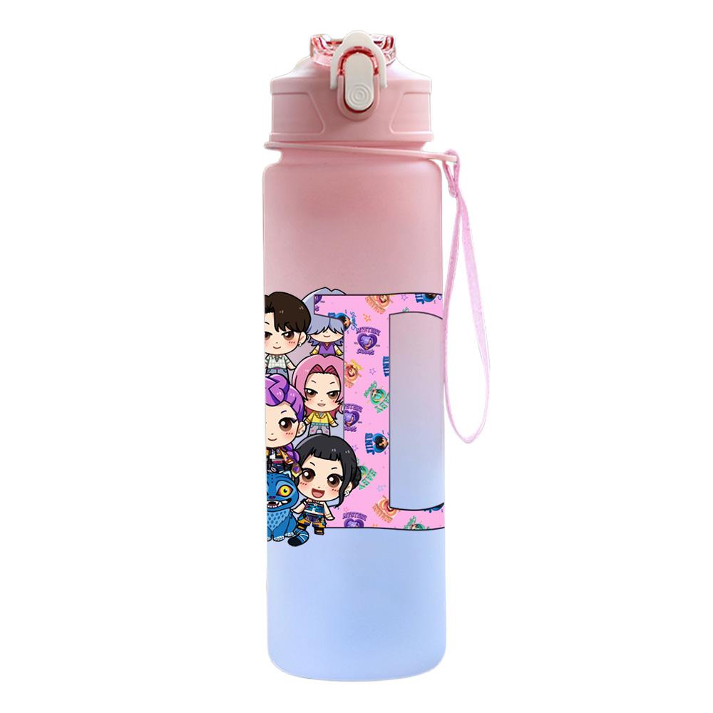 26 English Letter 750Ml Water Bottle K-Pop Demon Hunters Printed Large Capacity Drinking Cup Portable Outdoor Sports Water Cup Children Kid Gift
