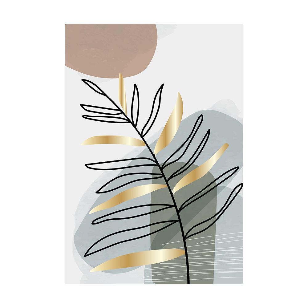 Bohemian Light Frameless Canvas Painting Simple Green Leaves Plant Poster Simple Lines Bedroom Decorative Wall Art