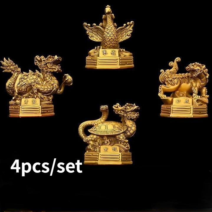 Měděné ozdoby čtyř božských bestií, duchovní bestie, zelení draci, bílí tygři, rumělkoví vrabci a dekorativní řemesla Xuanwu.