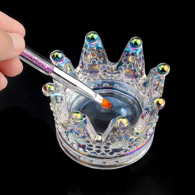 LOOTAAN Kronen Nagelpinselhalter Glas Maniküre Ausstellungsständer Acryl UV Gel Malpinsel Stifthalter Stiftablage Werkzeuge Präsentationsregal