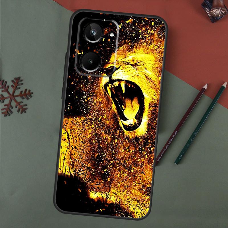 Roaring Lion Case For Realme C61 C53 C55 C33 C63 C51 C65 C67 C71 C75 11 12 13 14 15 Pro Plus GT6 GT7 Pro