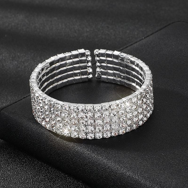Bridal bracelet gold and silver full diamond bracelet exaggerated crystal rhinestone bracelet elastic bracelet women