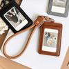 New PU Leather Photcard Holders Keychain with Lanyard ID Card Case 1 Inch Card Display Photo Frame Pendant Bag Decoration