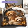 Cute Puppy Dogs Pattern Bedding Quilt Set Quilt Cover Pillowcase Home Decoration Birthday Gift (1 * Duvet Cover + 2 * Pillowcase, Without Core)