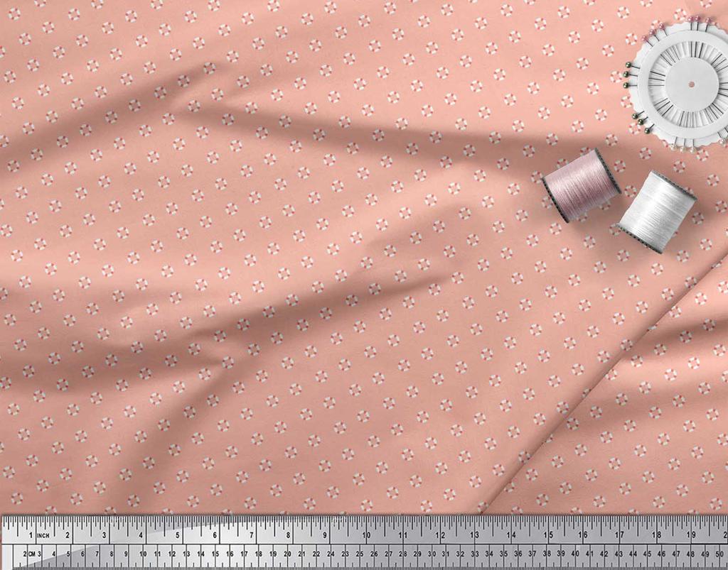 Soimoi Japan Crepe Satin Fabric Swimming Ring Small Printed Craft Fabric by the metre 42 Inch