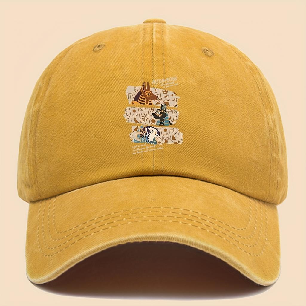 Pc Lustige Baseballkappe mit Aufdruck Ägyptische Mythologie Anubis Design Trendige Klassische Schwarze Papa Trucker-Kappe Atmungsaktiv und Komforta