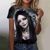 T-shirt pour Filles Été Manches Courtes Mode Décontracté Sexy Vêtements Filles Horreur Mort-vivant Crâne Motif T-shirt Oversize