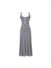 Korean Style Striped Camisole Dress: Elegant, Sleeveless, Off-Shoulder Bodycon Long Skirt