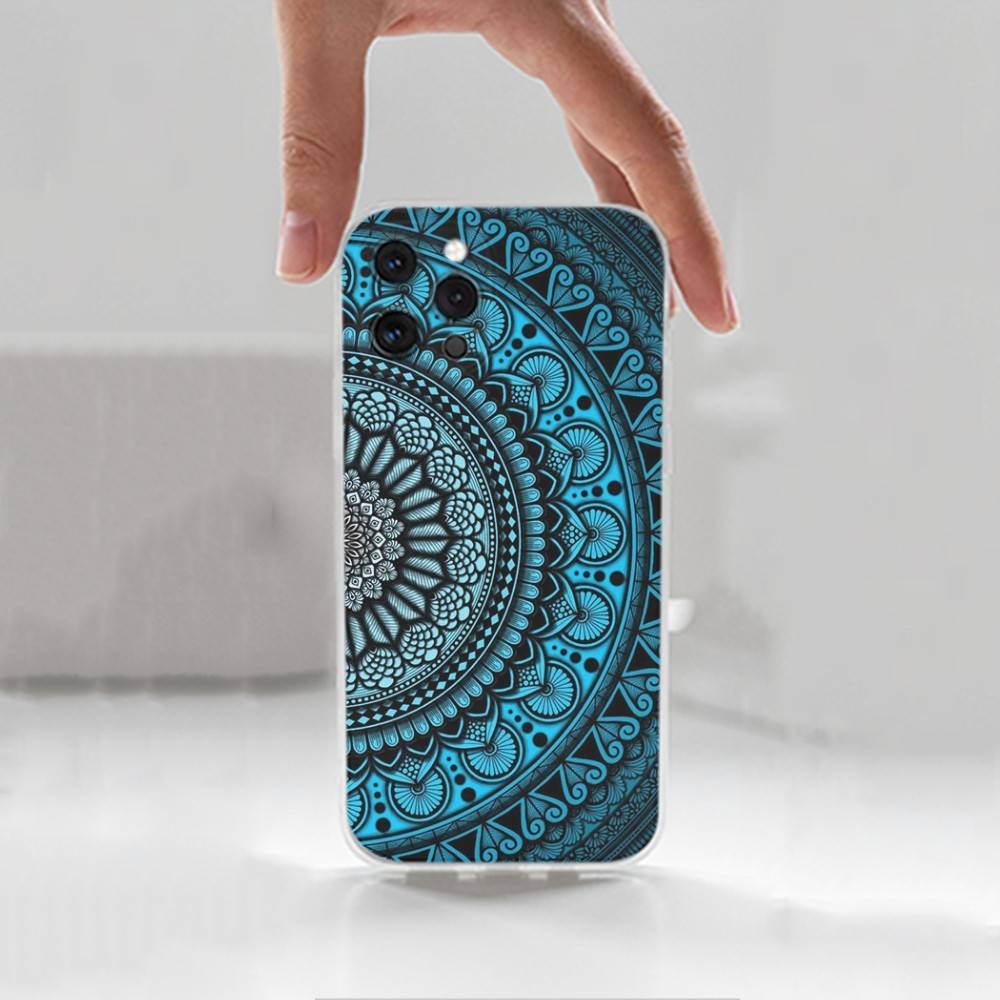 Totem Colorful Flower Mandala For iPhone 12,Mini,16,X,13,XR,15,Pro,17,Plus,11,Max,14,SE,XS,Transparent Soft Cover Case
