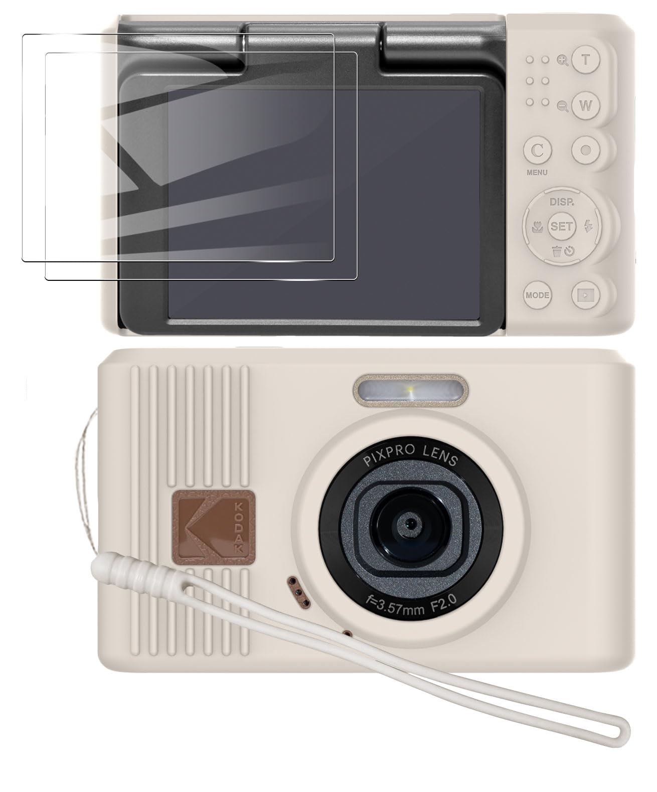 

Kodak PIXPRO C1 Compatible Silicone Cover Screen Protector Kodak PIXPRO C1 Soft and Durable Silicone Charging Shock [1+1 Pack] + (1 Sheet) [LAZIRO] бежевий