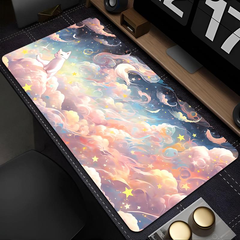 Mouse Pad Gaming Mousepad Rubber Clouds Cat Extended Desk Mat Non-slip PC Laptop Gamer Accessories Keyboard Pad Kawaii Carpet