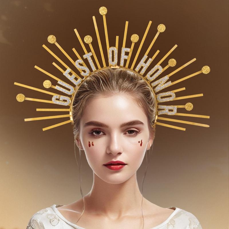 Guest of Honors Crownpiece Headbands NonSlip Hairhoop with Spiked For Dancing Event Wedding Ceremony Dressingup Headwear