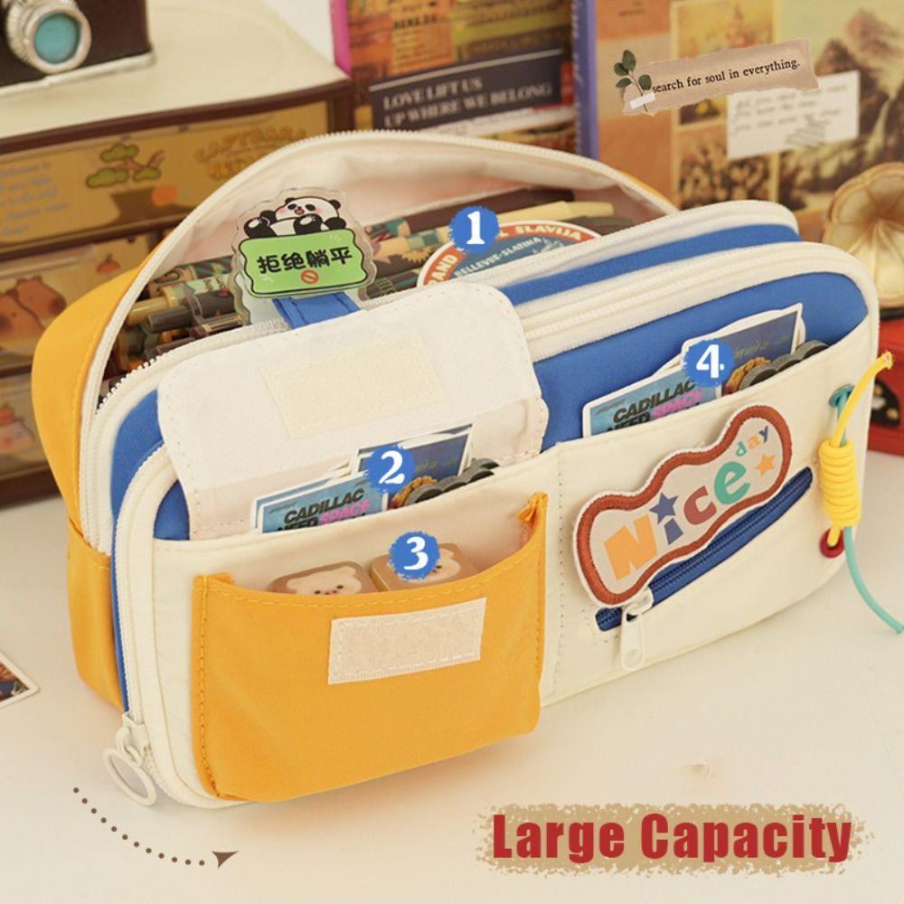 Oxford Cloth Pen Bag Multilayer Pen Box New Pencil Case  Gift