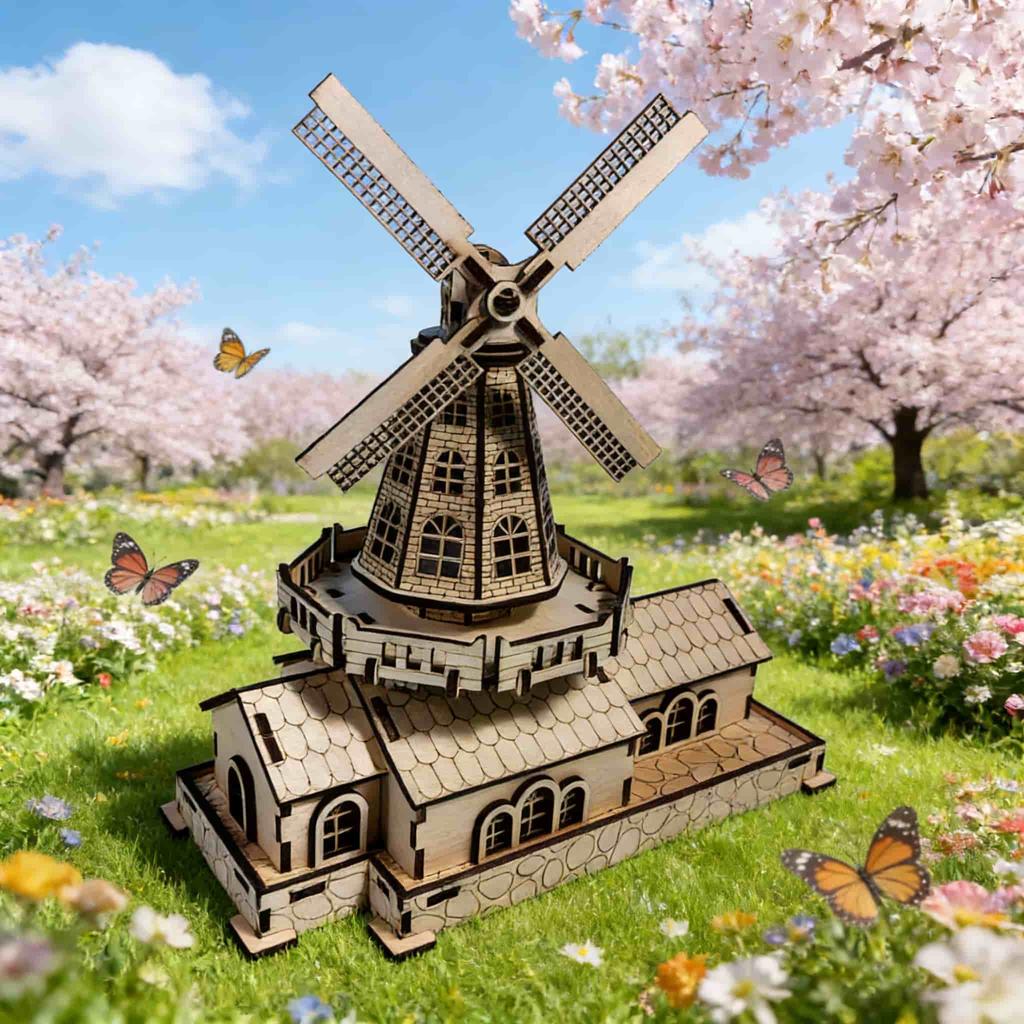 Windmill 3D Wooden Puzzle Miniature Kit DO-IT-YOURSELF Imaginative Present Home Decor Household Item Unique Present