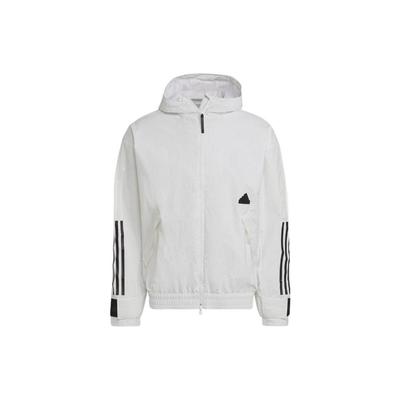 adidas Logo Print Rits Hoodie Jas Heren Buiten Kleding Wit HN1928