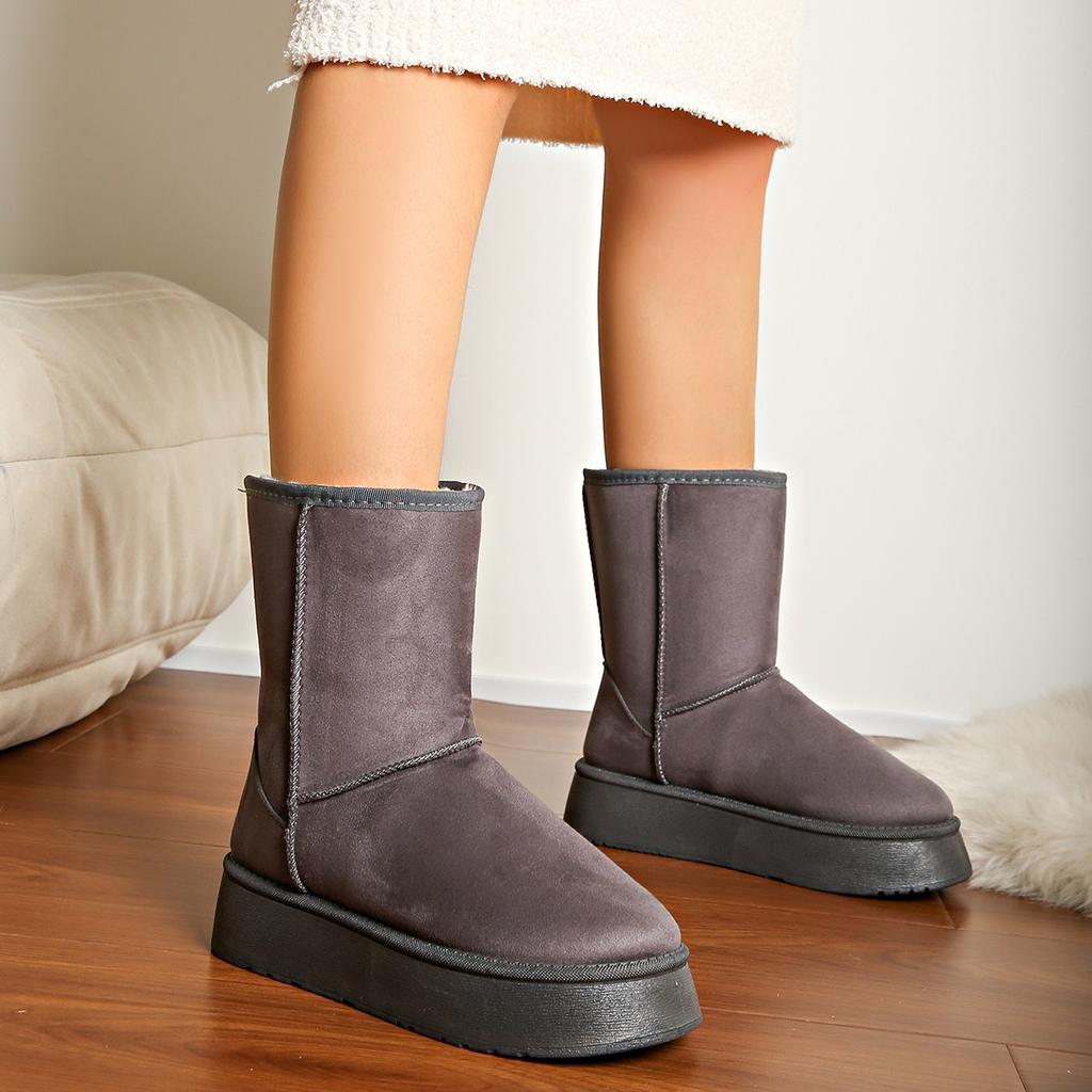 2025 Versatile Warm Snow Boots Solid Color Muffin Thick Bottom Fleece Thickened Classic 5825 Medium Tube Snow Boots