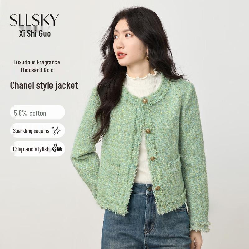 Sllsky Miss-Style Tweed Short Jacket M