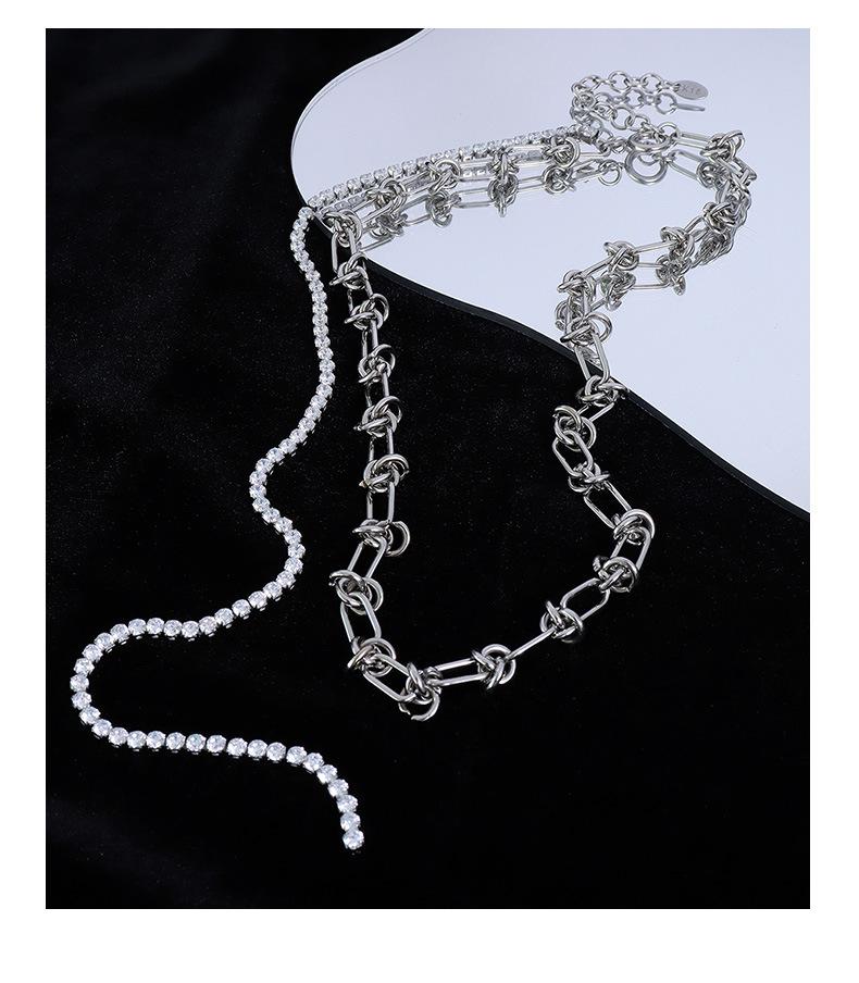 Spicy Girl Trend Patchwork Chain Tassel Zircon Choker: Cool European and American Collarbone Necklace P032
