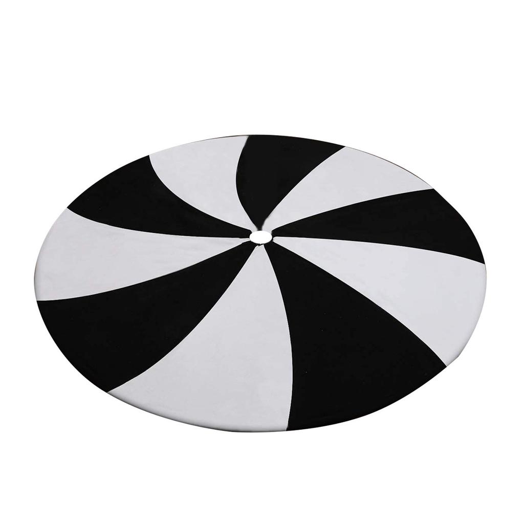 Black and White Lollipop Halloween Christmas Tree Skirt Exquisite Printed Short Plush Double-layer Tree Skirt Christmas
