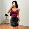 Spring and summer new European and American women's clothing sexy celebrity sling vest loose and thin satin top