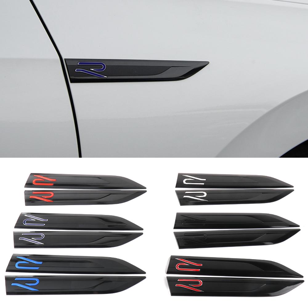 For Volkswagen VW R Line GTI Golf 5 7 Caddy Passat b6 Polo Tiguan 2Pcs ABS Logo Car Wing Right & Left Side Badge Fender Sticker QO9