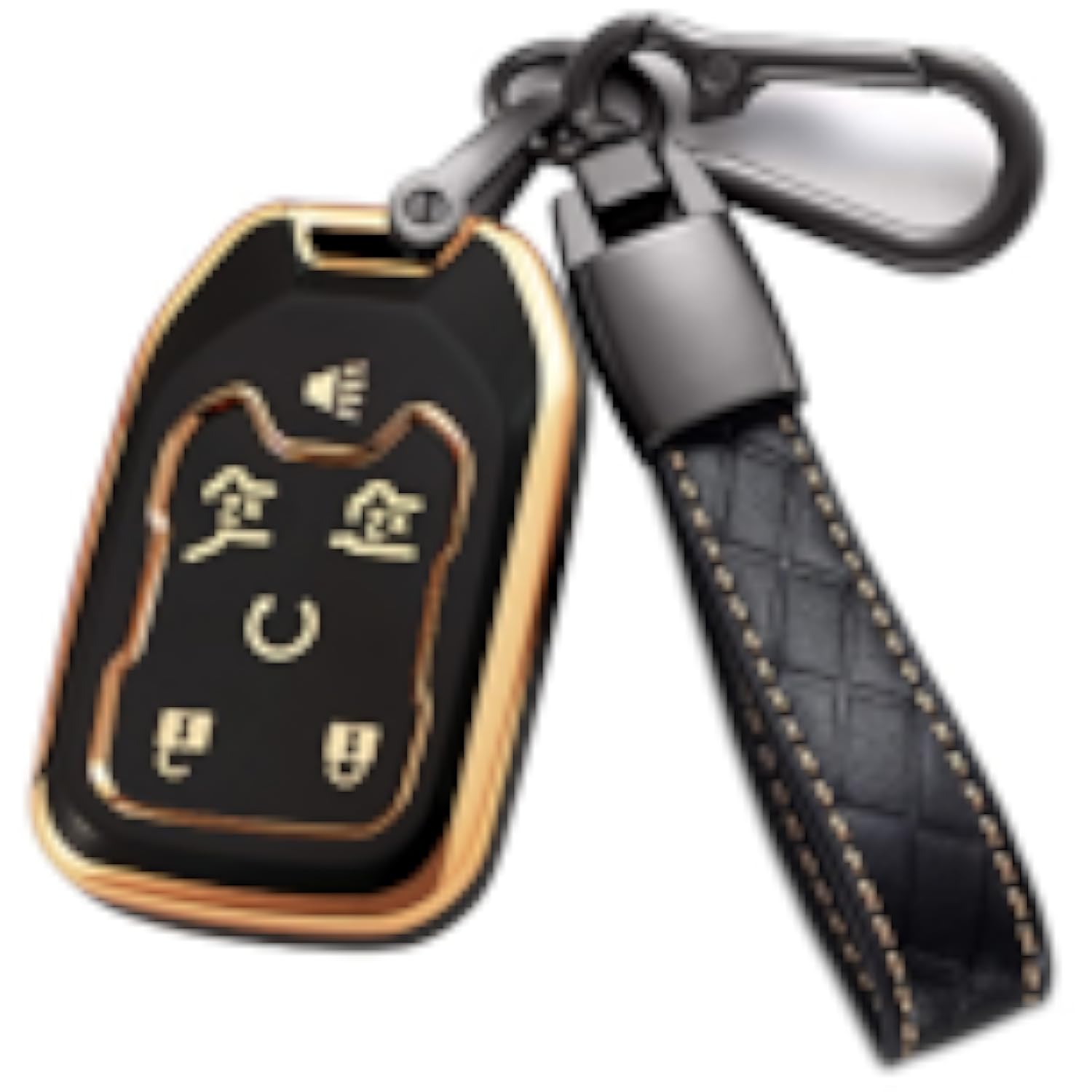 

Чехол для ключа Chevy Silverado GMC Sierra с брелоком, мягкий TPU с полной защитой, чехол для брелока, держатель для дистанционного ключа золотой/чёрный