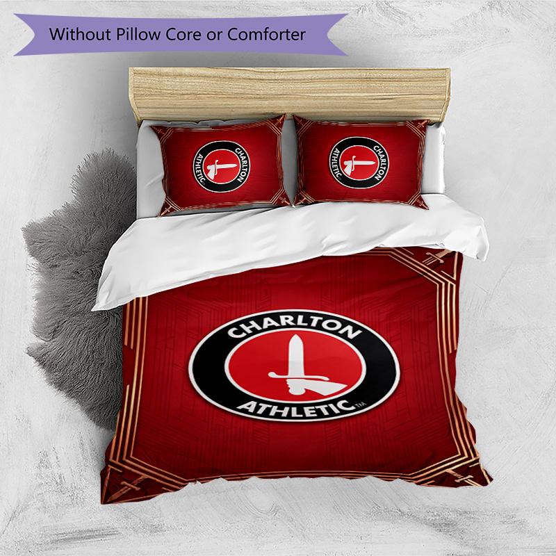 Charlton Athletic FC Set Biancheria da Letto Stampato 3 Pezzi Copripiumino Traspirante con Federe Biancheria da Letto Decorativa per Camera da Letto Casa